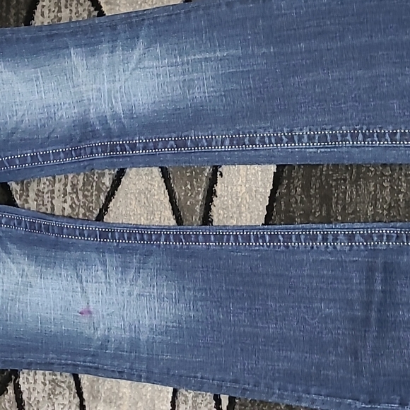 MISS ME ZEBRA PRINT FLEUR DE LIS RHINESTONES BOOT-CUT DENIM JEAN - Picture 9 of 16